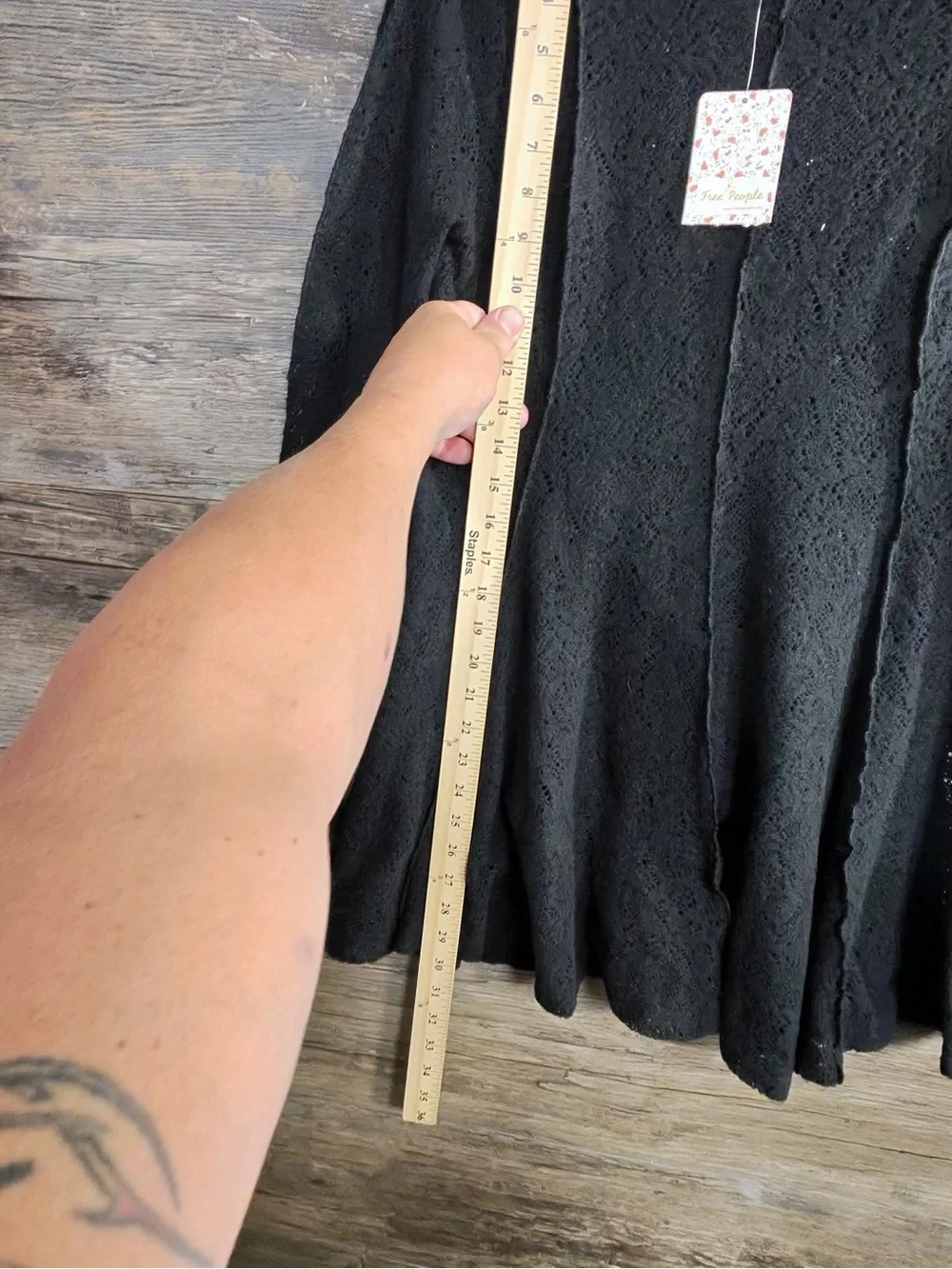 Free People Black Lace Panel Long Sleeve Blouse